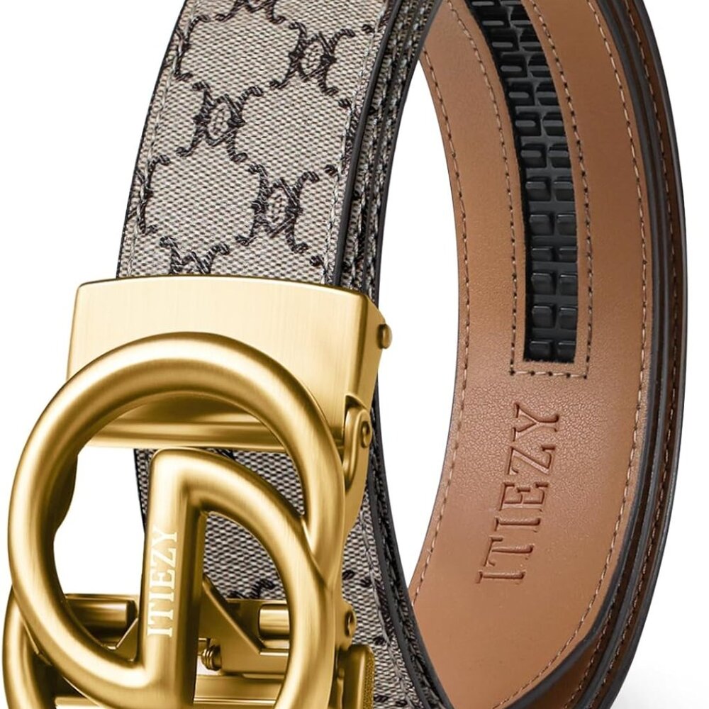 Ratchet Belts for Men - Leather Click Belt for Casual Dress 1 3/8", Mens Adjusta